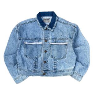 Vintage 80s Levi's Red Archive Rare Cropped Light Washed Denim Jacket - M